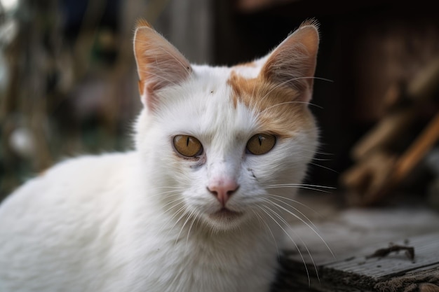 Cat monocular one eyed sitting