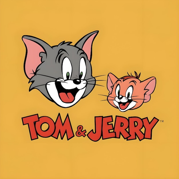 a cat and a mouse are on a yellow background tom amp jerry