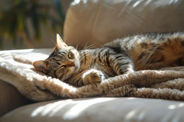 Photo cat napping in the afternoon sun