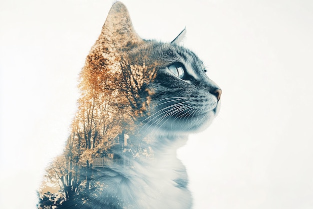 Photo a cat nostalgic gaze into home and nature