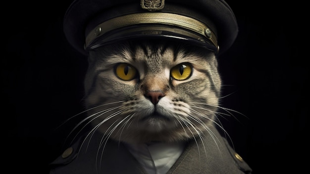 Cat officer on a dark background