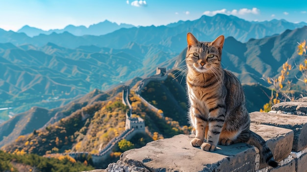 Cat Overlooking the Great Wall