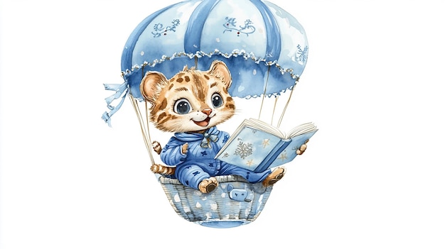 Photo a cat in a parachute with a book titled cheetah