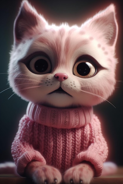 A cat in a pink sweater