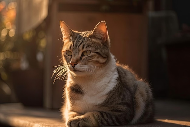 Cat relaxing in the sun