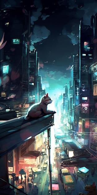 A cat on a roof in the city