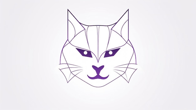 A cat's face with purple lines and a purple background.