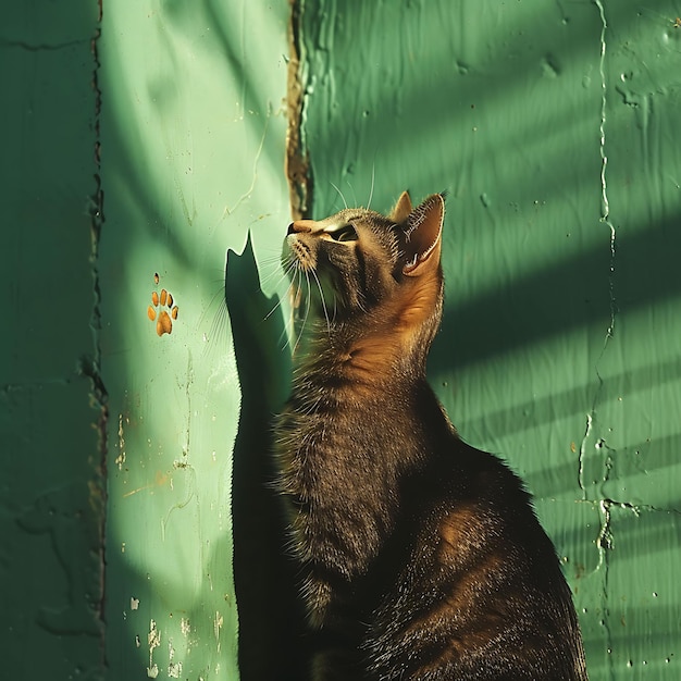 Cat Shadow as Silhouette Cast on Wall Playful and Dynamic Sh Creative Photo Of Elegant Background