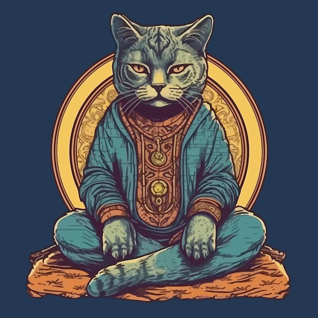 Photo a cat sitting in a lotus pose