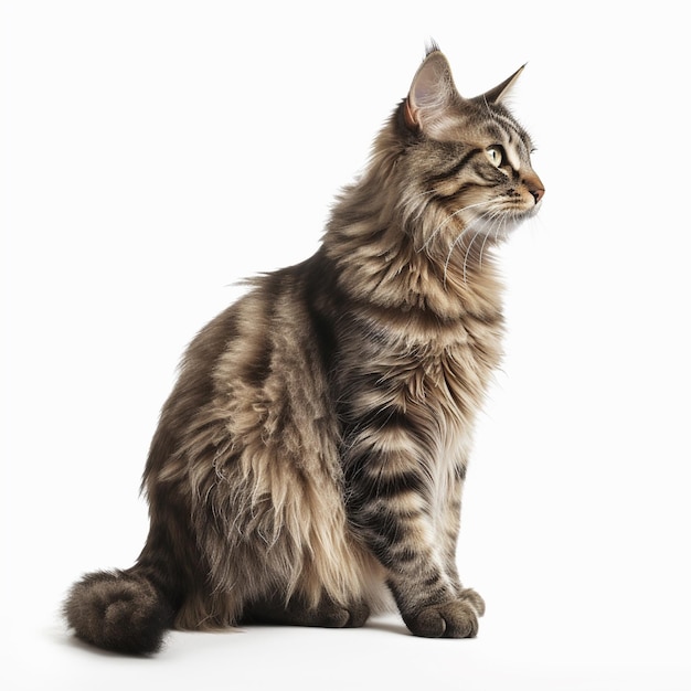 A cat sitting on a white background