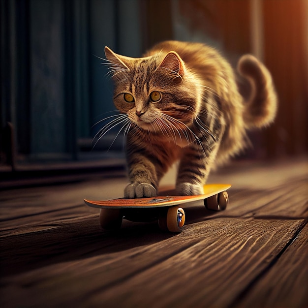 Cat on a skateboardgenerative ai