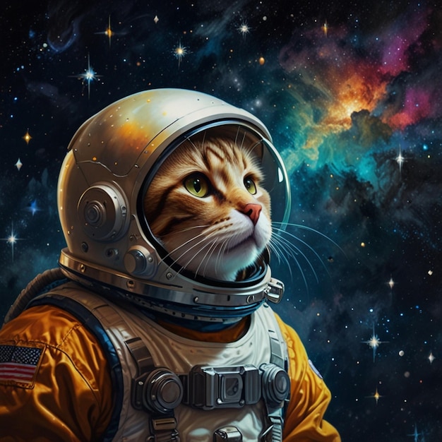 Photo a cat in a space suit with a star on the back