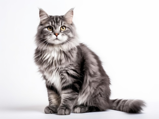 A cat standing isolated in a white background