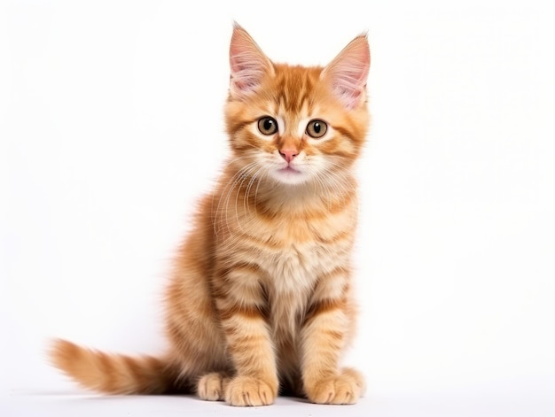 A cat standing isolated in a white background