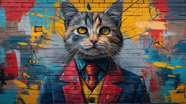 Cat Street Art Graffiti Mural