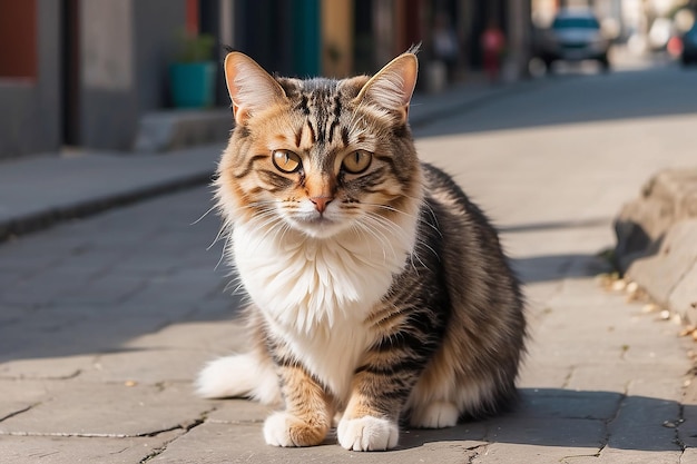 cat on street on day light a cat that lives on the street Show love to animals