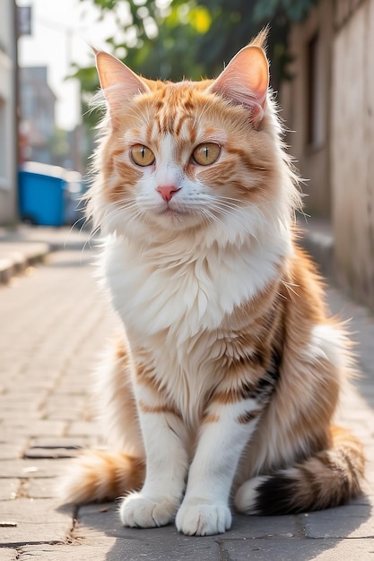 cat on street on day light a cat that lives on the street Show love to animals