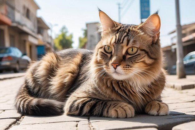 cat on street on day light a cat that lives on the street Show love to animals