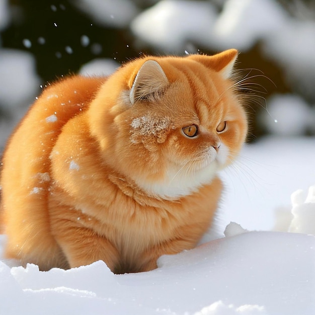 Cat that is sitting in the snow generative ai