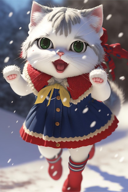 Cat that is standing in the snow generative ai