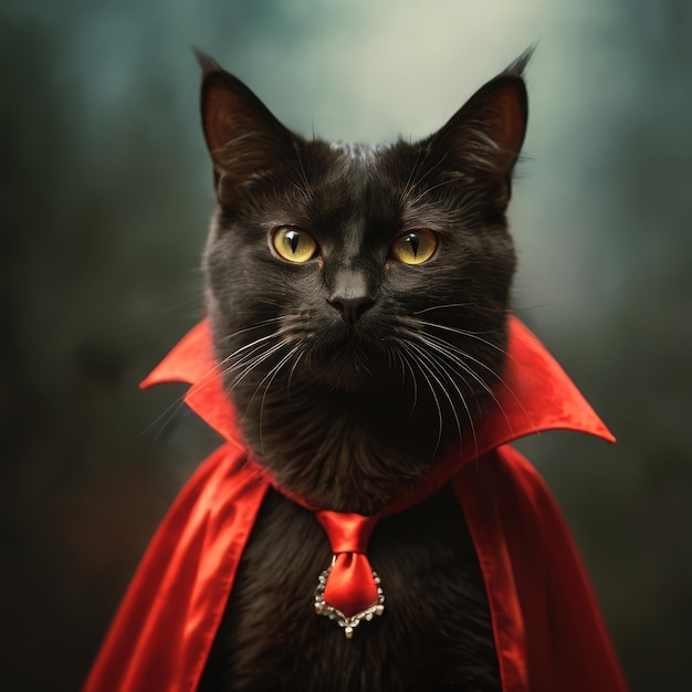 cat in a vampire costume for halloween