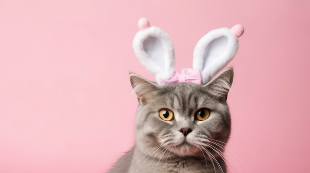 A cat wearing a bunny ears