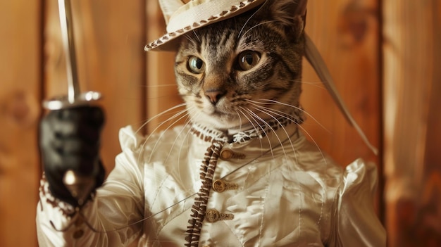 a cat wearing a hat that says cat