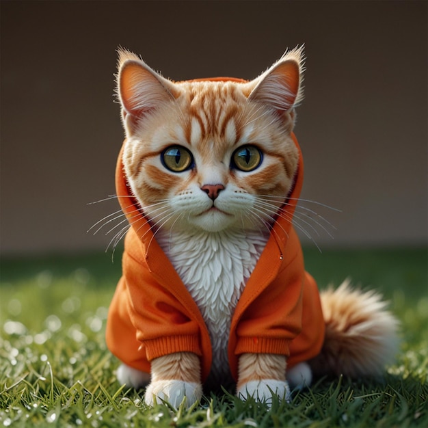 a cat wearing a jacket that says cat