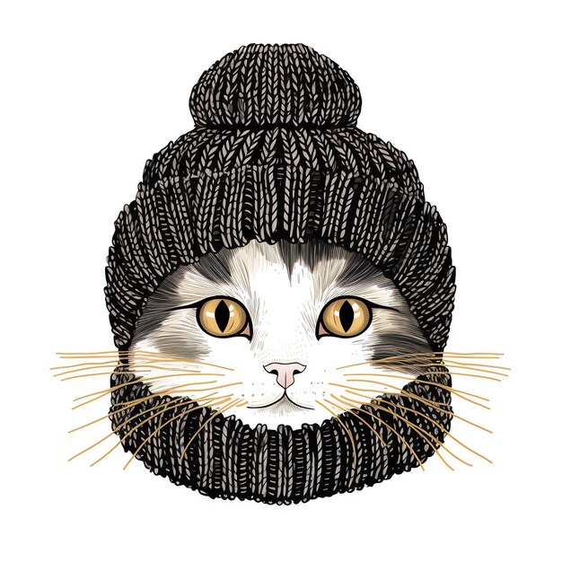 Photo a cat wearing a knit hat