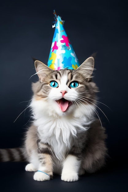 Cat wearing new year party hat