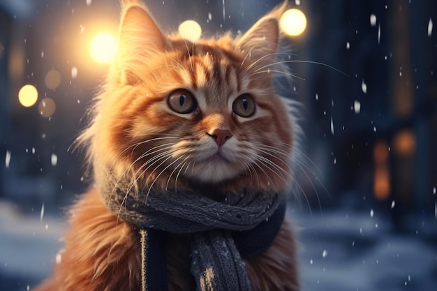 a cat wearing a scarf