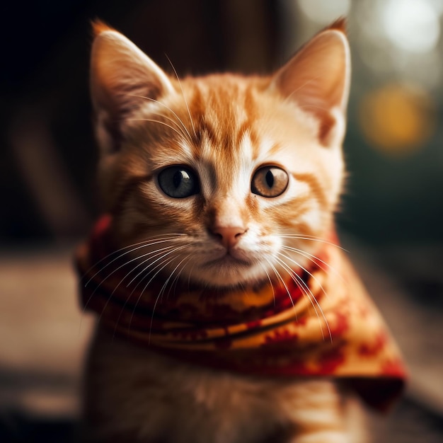 A cat wearing a scarf