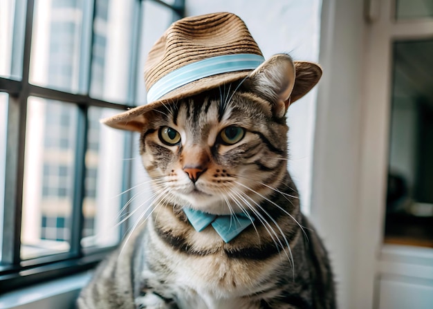 A cat wearing a stylish hat