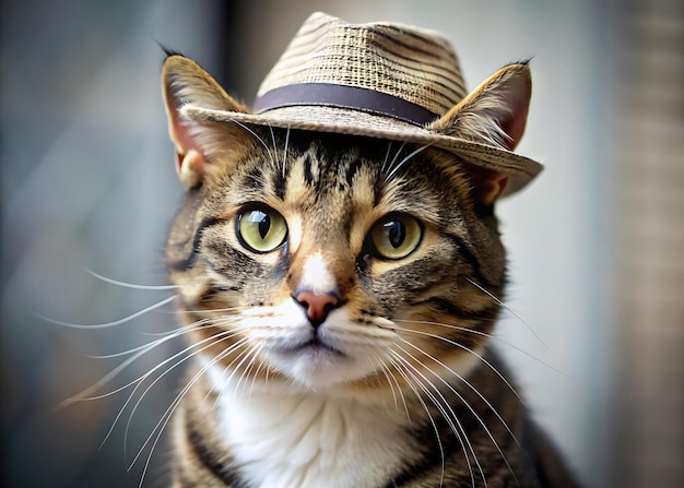 A cat wearing a stylish hat