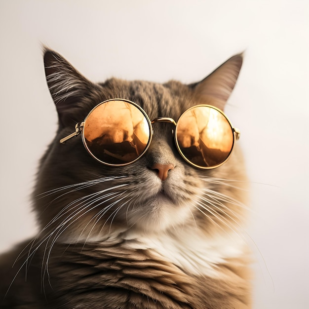 A cat wearing sunglasses that says " the word cat " on it.