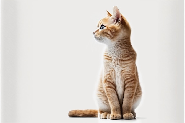 Cat on white background full body with free space Made by AIArtificial intelligence