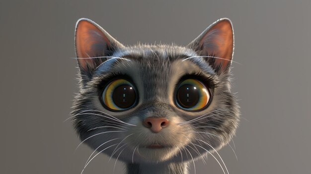 a cat with big eyes and a big nose