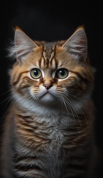 A cat with a black background