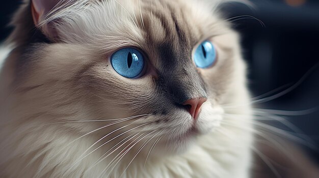 a cat with blue eyes and a blue eye