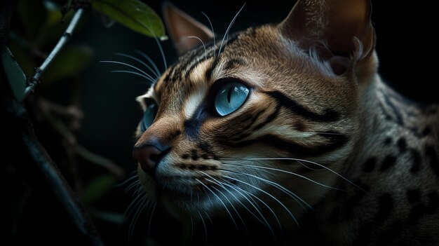 A cat with blue eyes is looking at the camera.