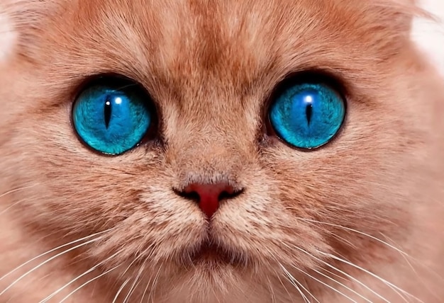 a cat with blue eyes that is looking at the camera