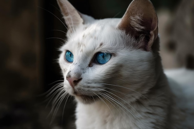 Cat with blue eyes that is white and black Generative AI