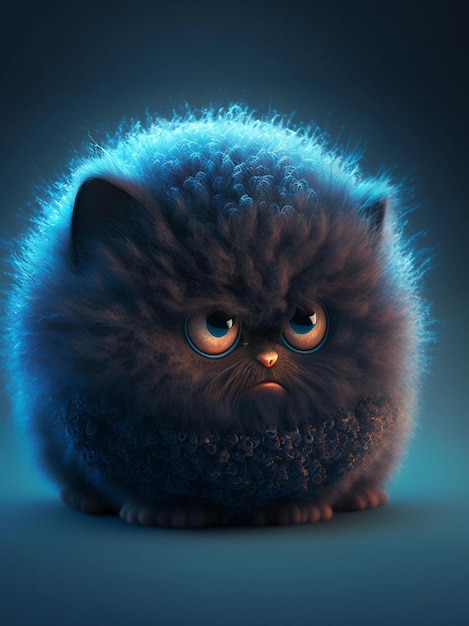 A cat with a blue face and a fluffy fur.