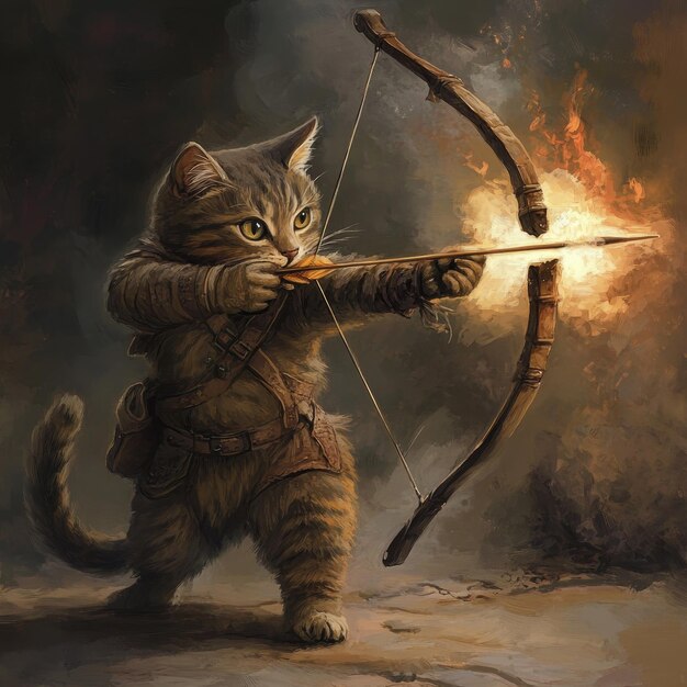 a cat with a bow and arrow that has the word bow on it