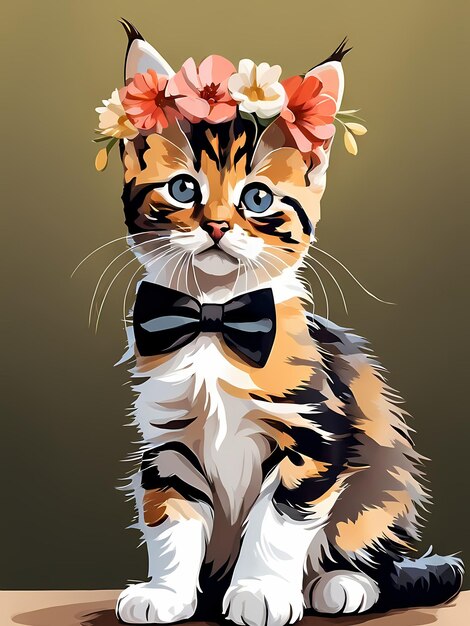 Photo a cat with a bow tie that says  cat