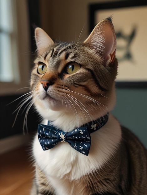 Photo a cat with a bow tie that says whiskers