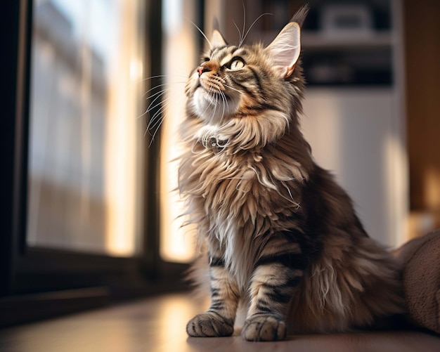 a cat with a collar on sitting on a table.