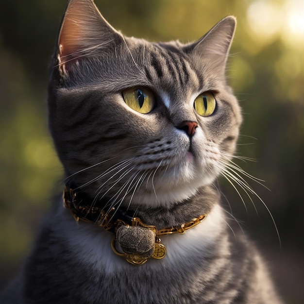 cat with a collar that says cat on it