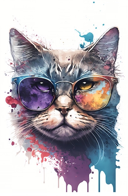 A cat with a colorful glasses