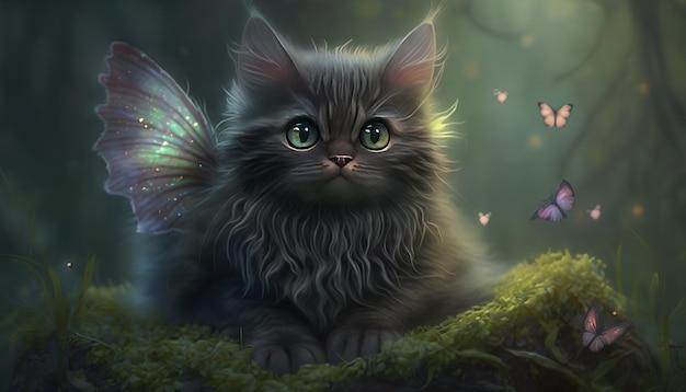 A cat with a fairy wings